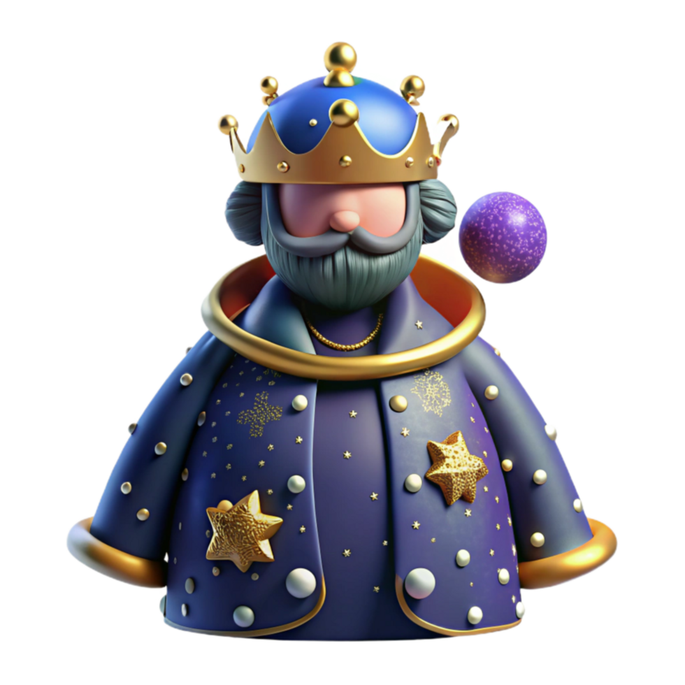 3D Render of a Royal Figure in Starry Robes png