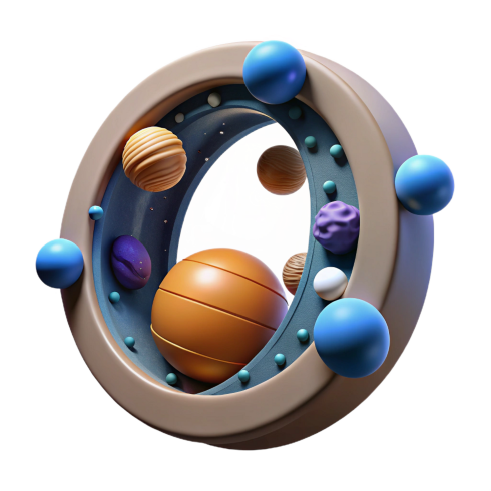 Abstract 3D Render Colorful Spheres in Circular Frame png