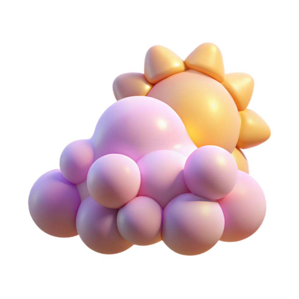 Sunny Day Cloud 3D Render of Cute Cartoon Weather png