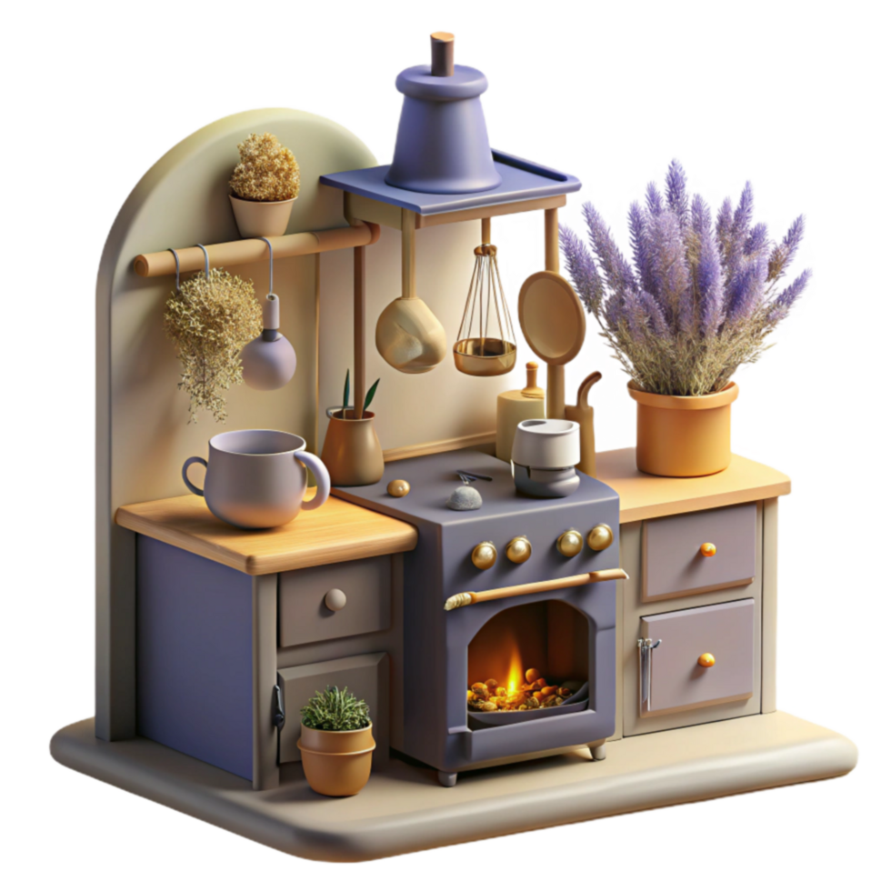 Cozy Kitchenette Lavender Herbs png
