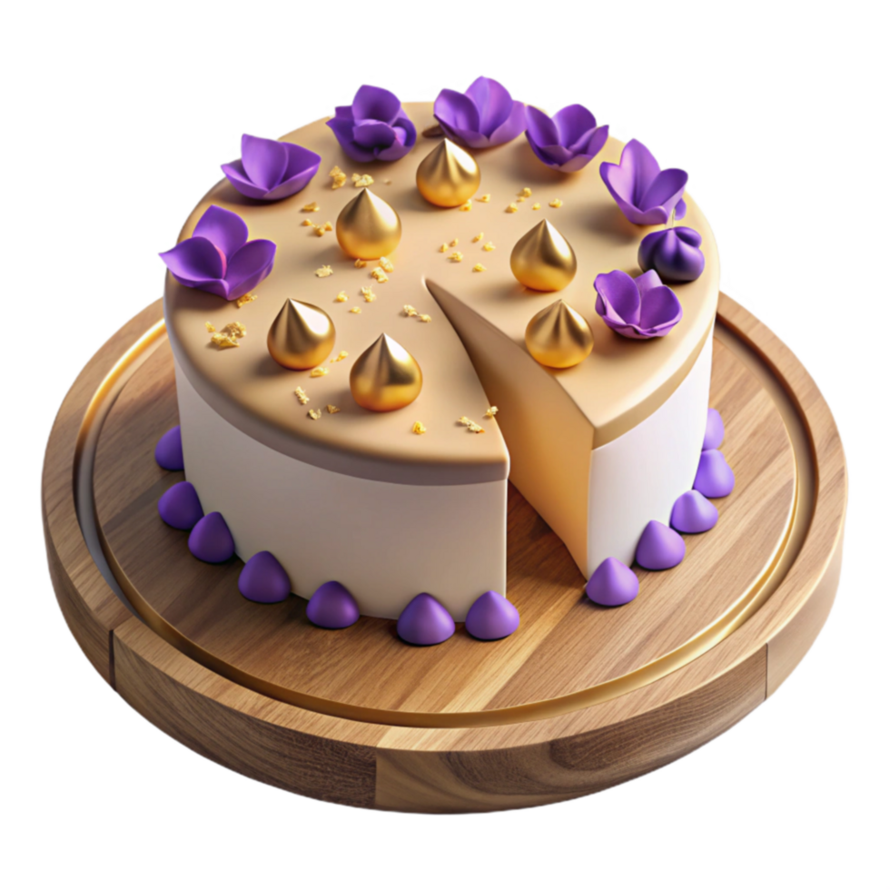 Elegant Golden Purple Cake A Delicious Dessert png