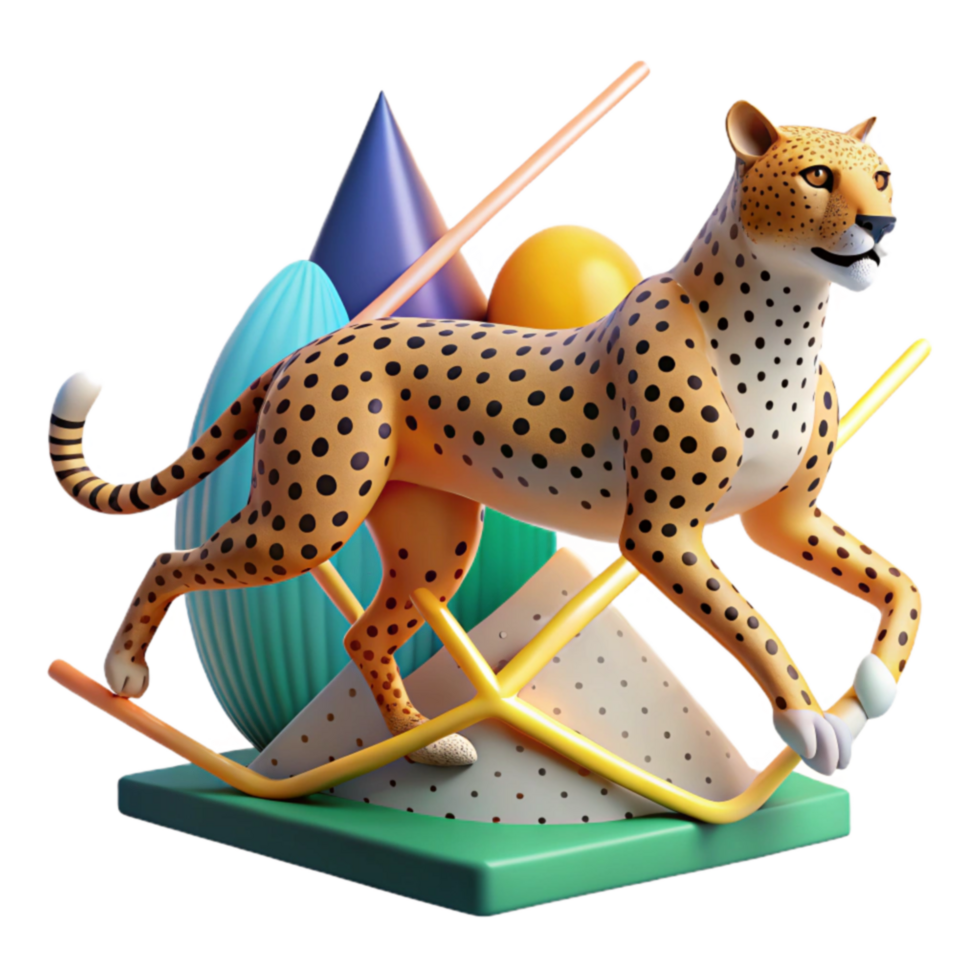 Cheetah in Abstract Geometric Scene png