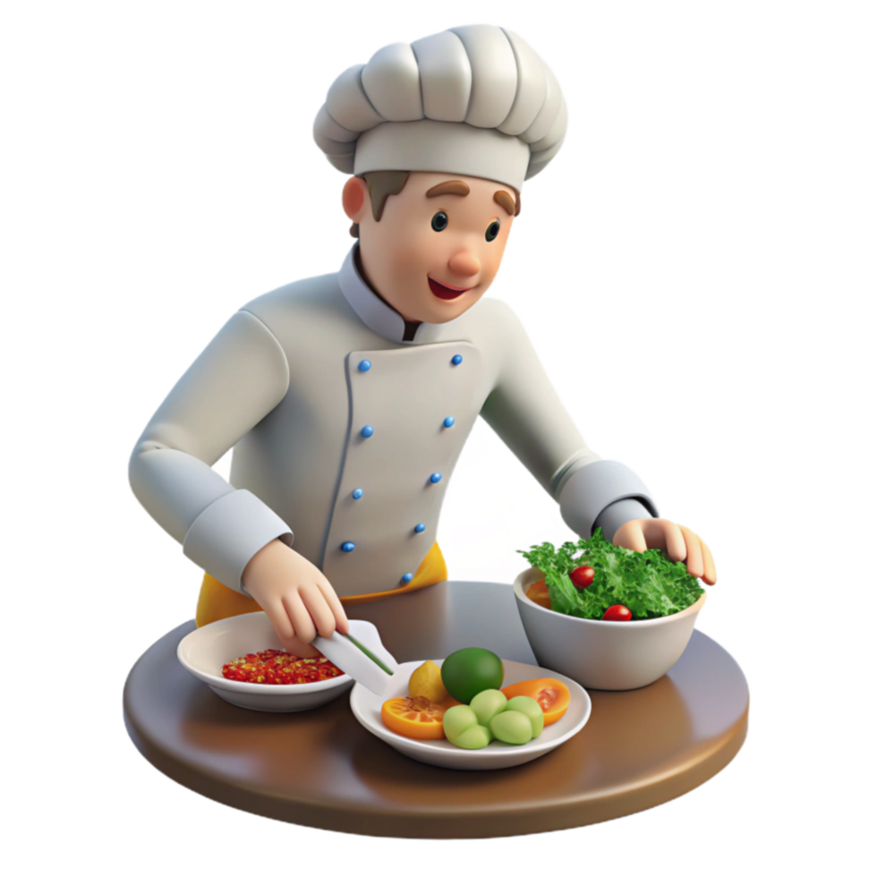 Chef Preparing Fresh Salad and Sauce png