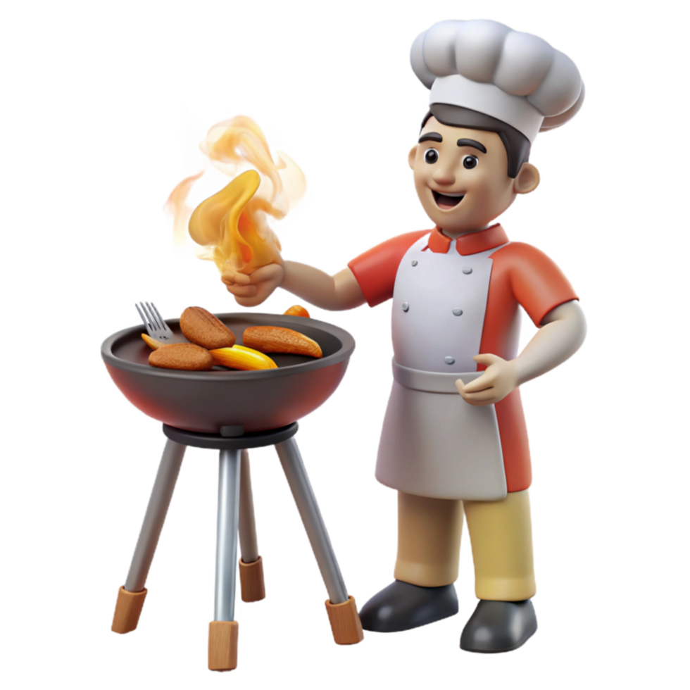 Chef Grilling Food Summer BBQ Fun png