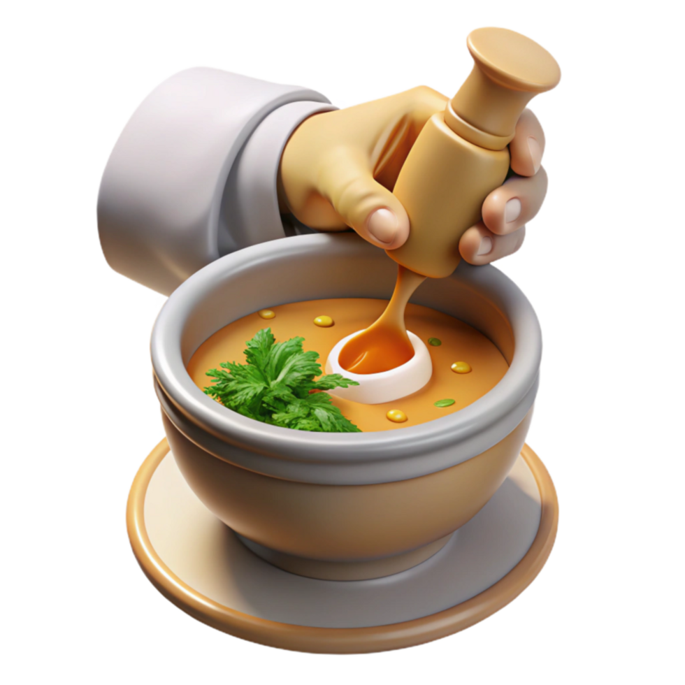 Creamy Soup Preparation A Culinary 3D Illustration png