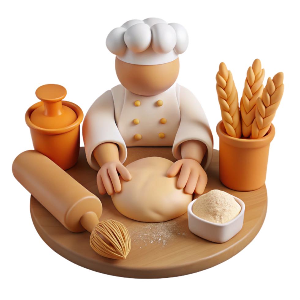 Chef Baking Bread Dough, Flour, Rolling Pin, Wheat png