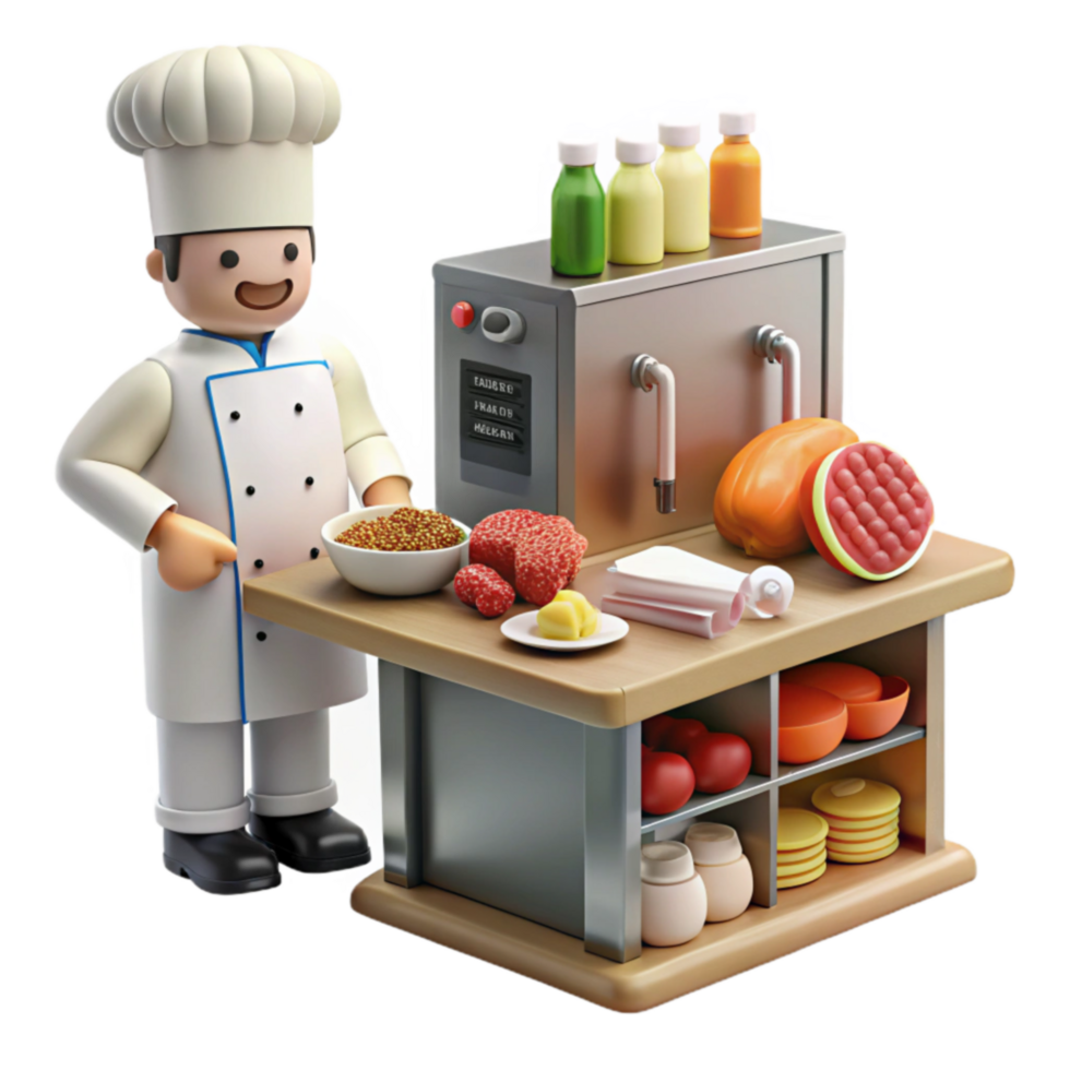 Chef Preparing Healthy Cuisine A 3D Illustration png