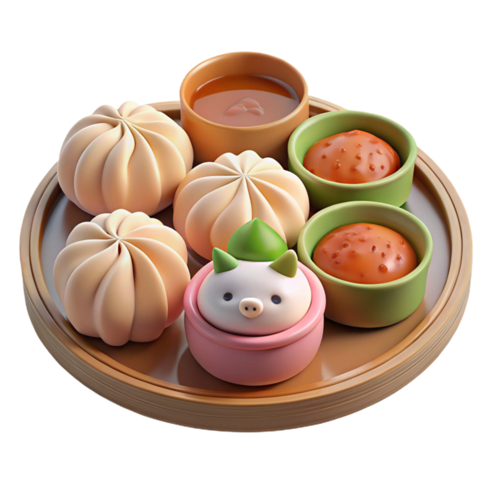 Adorable Steamed Buns Dim Sum Platter png