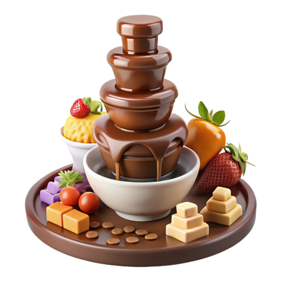Chocolate Fountain with Assorted Fruits and Candies png