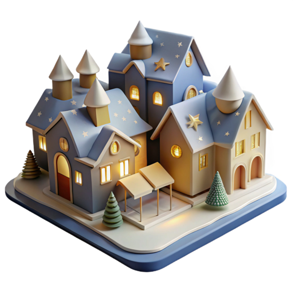 Enchanted Winter Village Festive 3D Model png