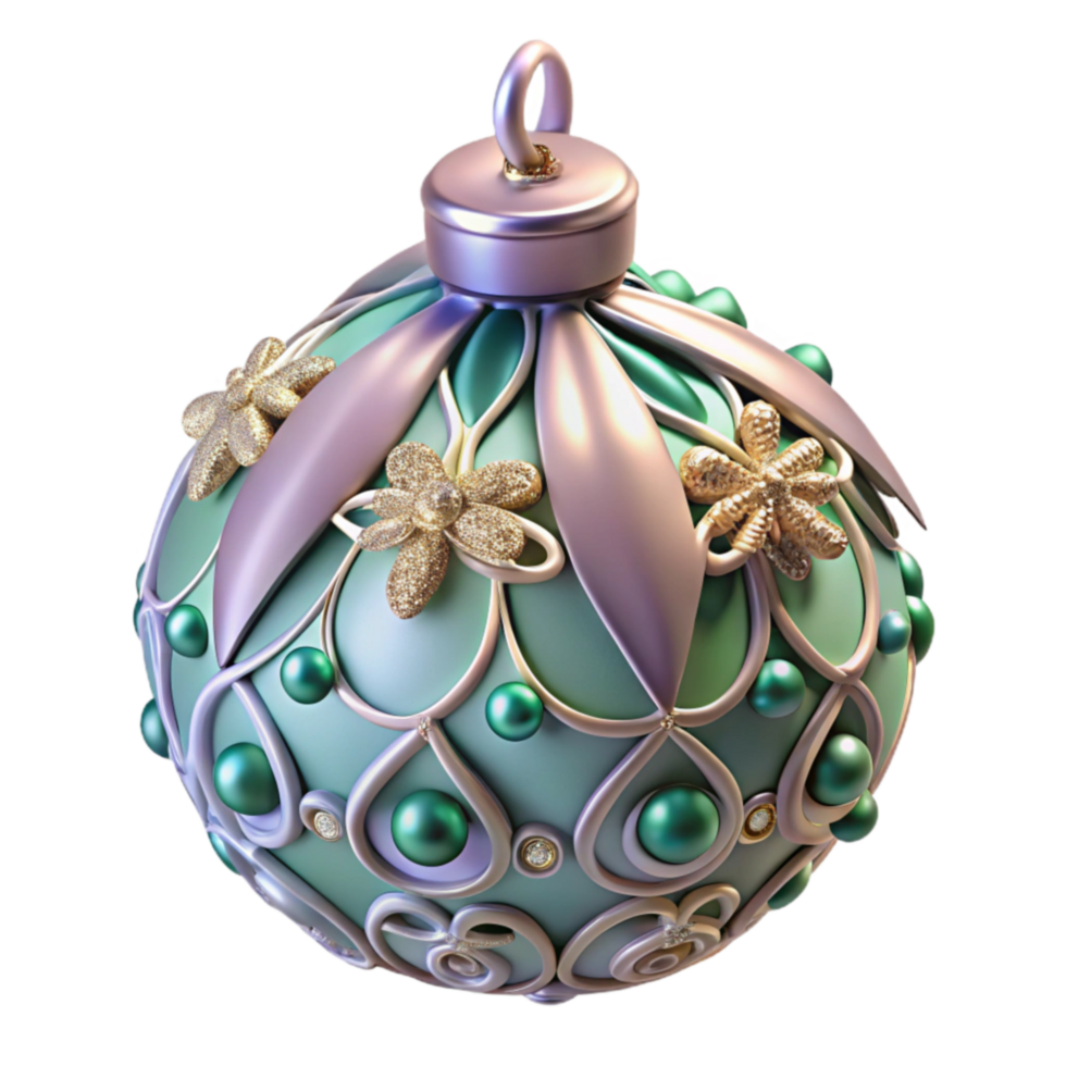 Elegant Green Gold Christmas Ornament png