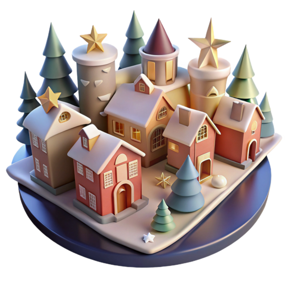 Winter Village Festive Houses, Snowy Landscape, Christmas Scene png