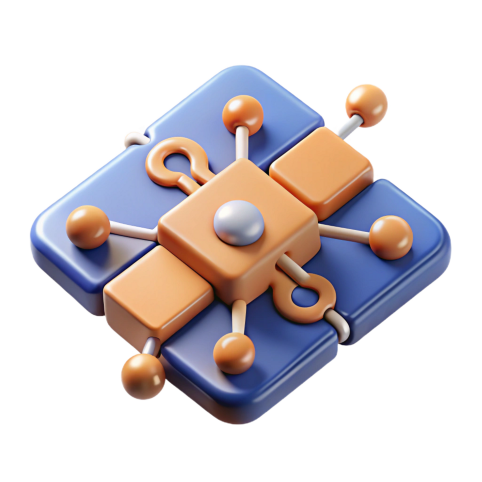 Connected System Modular Design, Network, Integration, Interconnection, 3D Render png