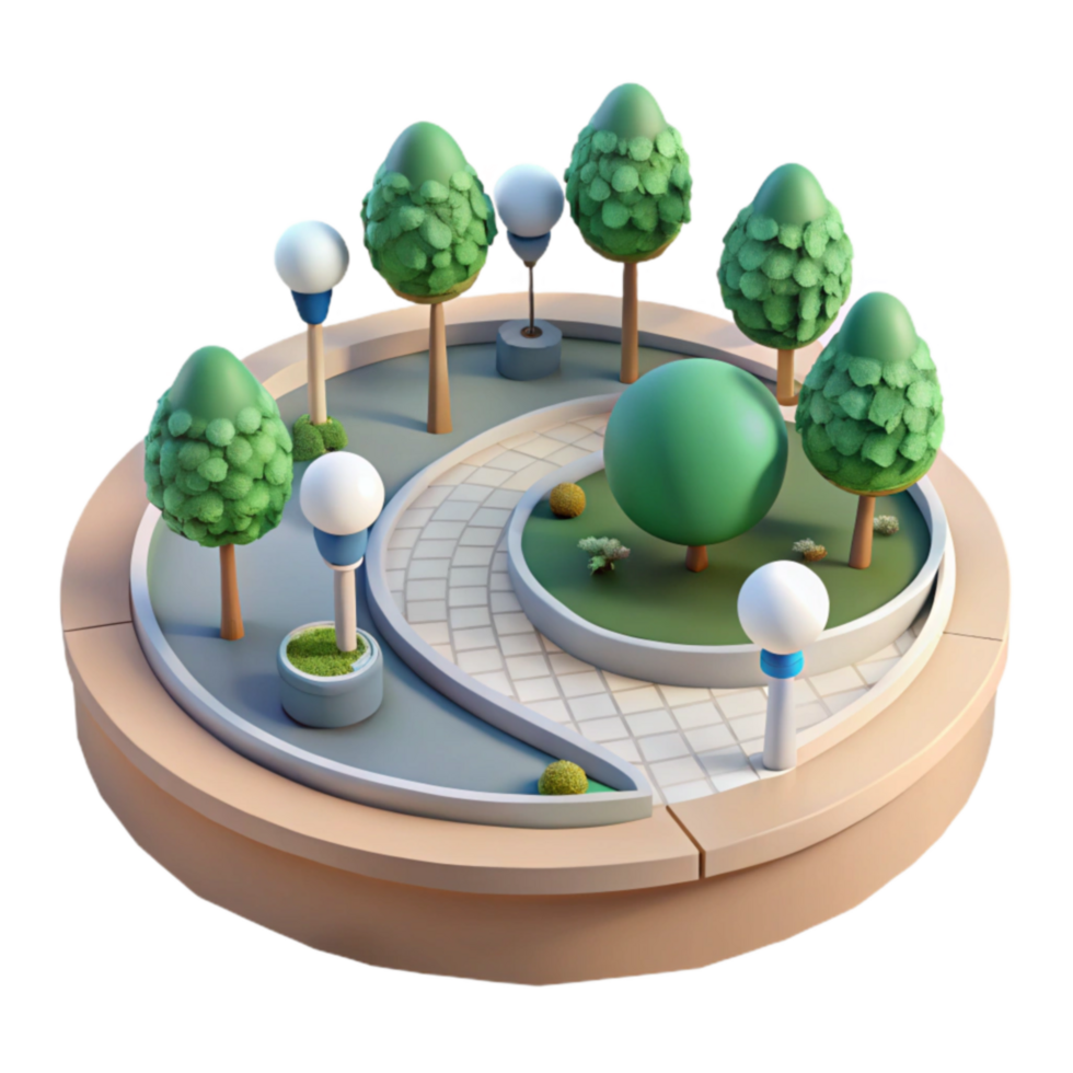 Urban Park Design Landscaping, Pathways, and Lighting png