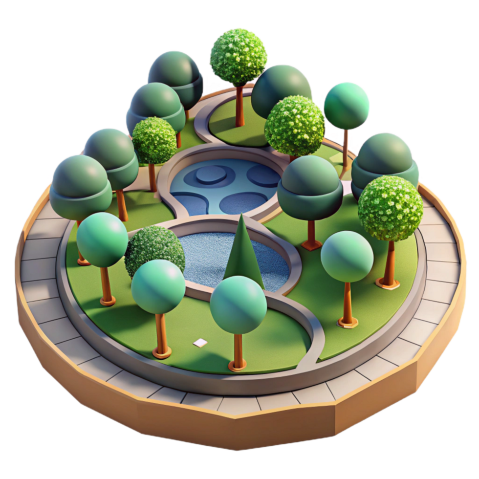 Scenic Park Design Landscaping, Trees, Ponds png
