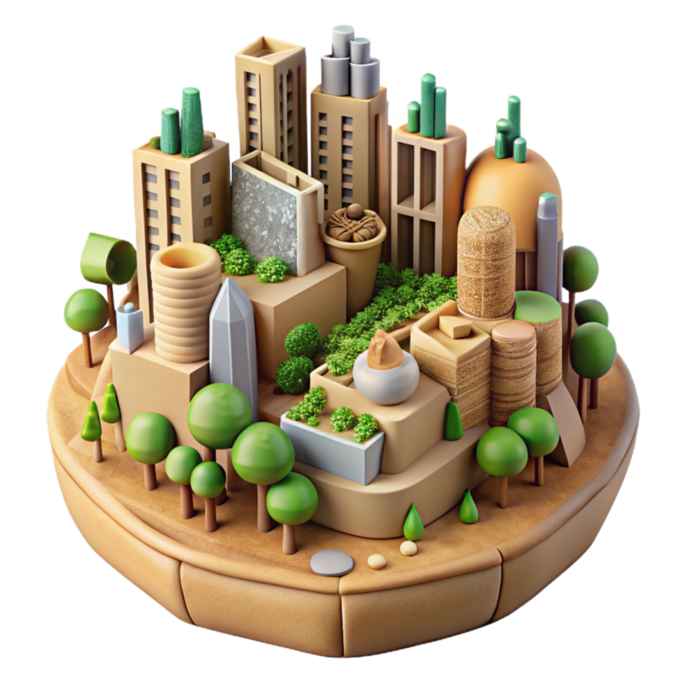 Sustainable Urban Design Eco-Friendly Cityscape Model png
