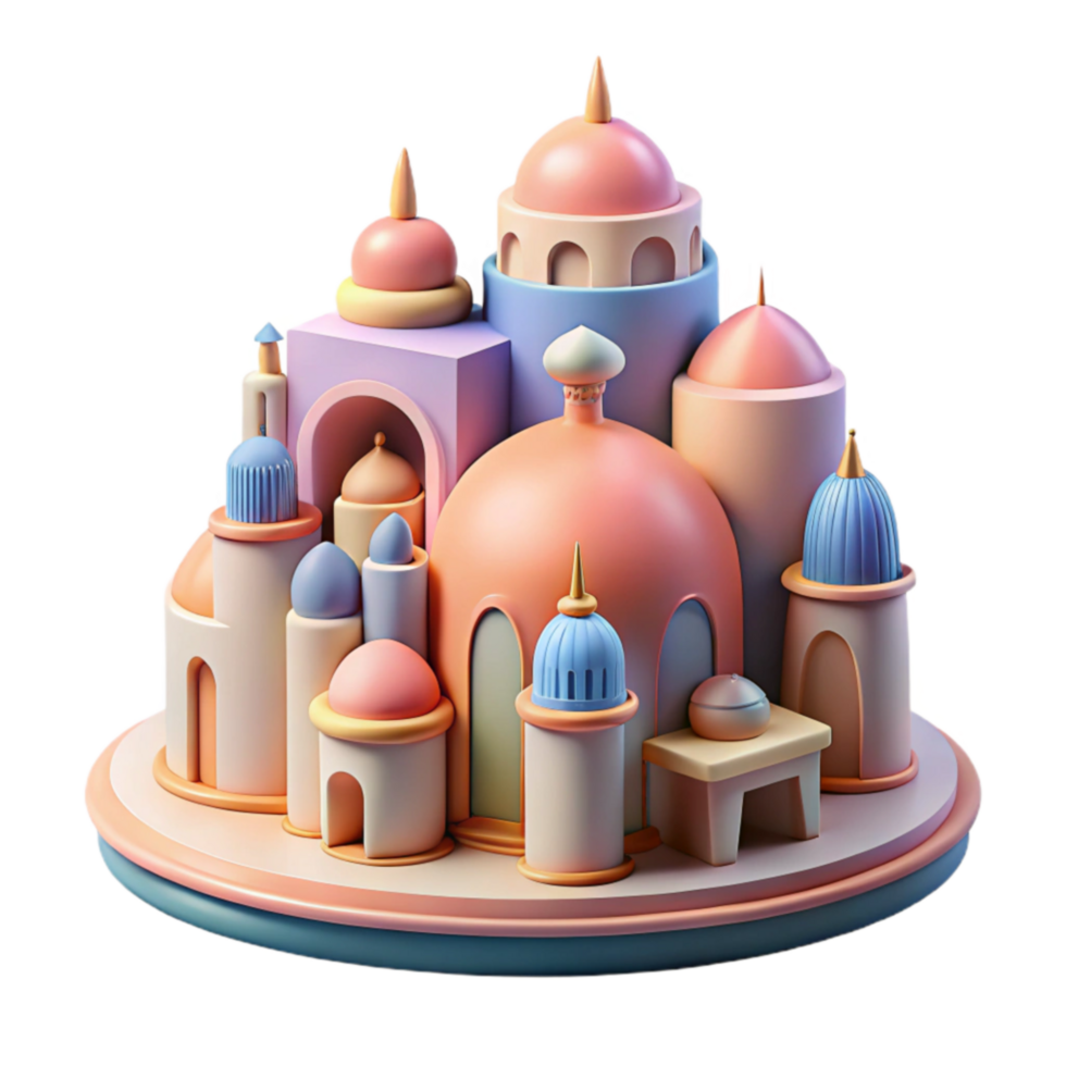 Pastel-Colored Architectural Wonders A 3D Model of a Fictional City png