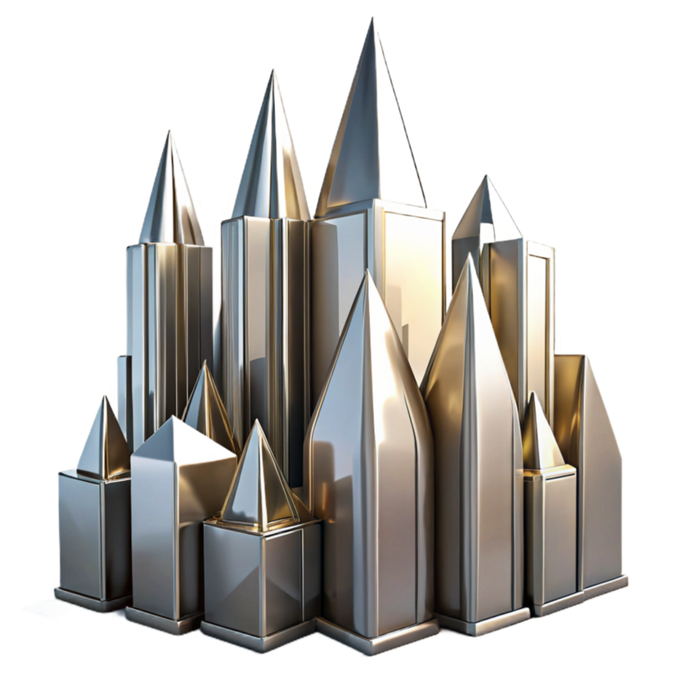 Metallic Cityscape A 3D Architectural Model png