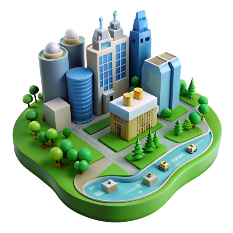 Isometric Cityscape Urban Planning Green Spaces png
