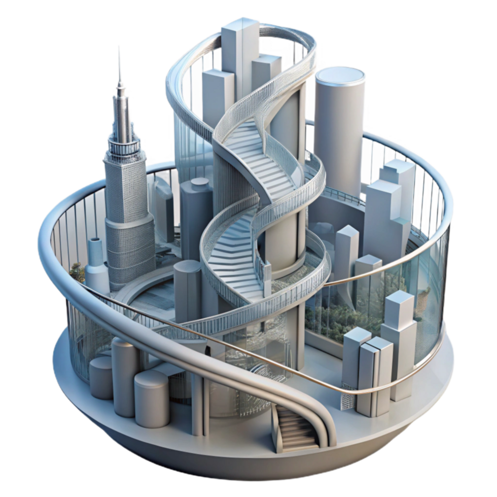 Urban Microcosm A Futuristic Cityscape Model png