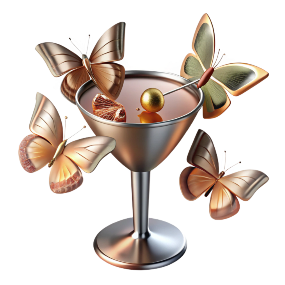 Elegant Cocktail with Butterflies png