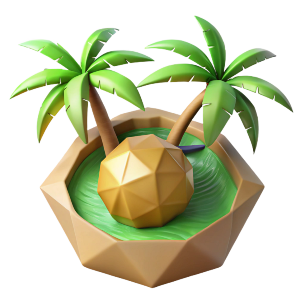 Tropical Island Paradise 3D Render of Idyllic Getaway png