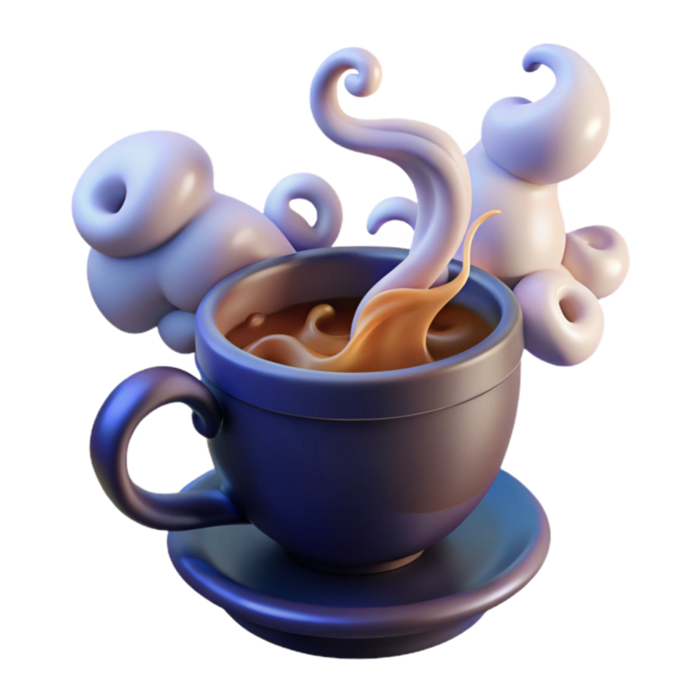 Steaming Cup of Coffee 3D Render png