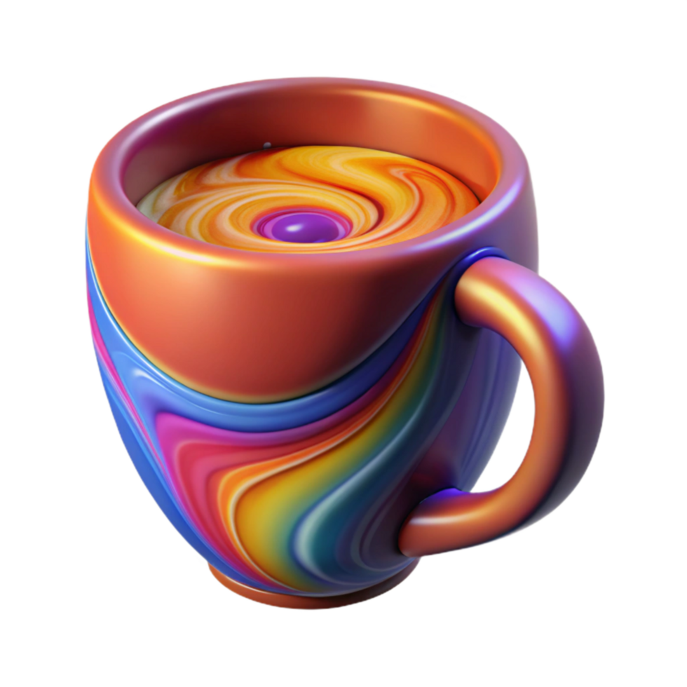 Rainbow Mug with Swirling Liquid png