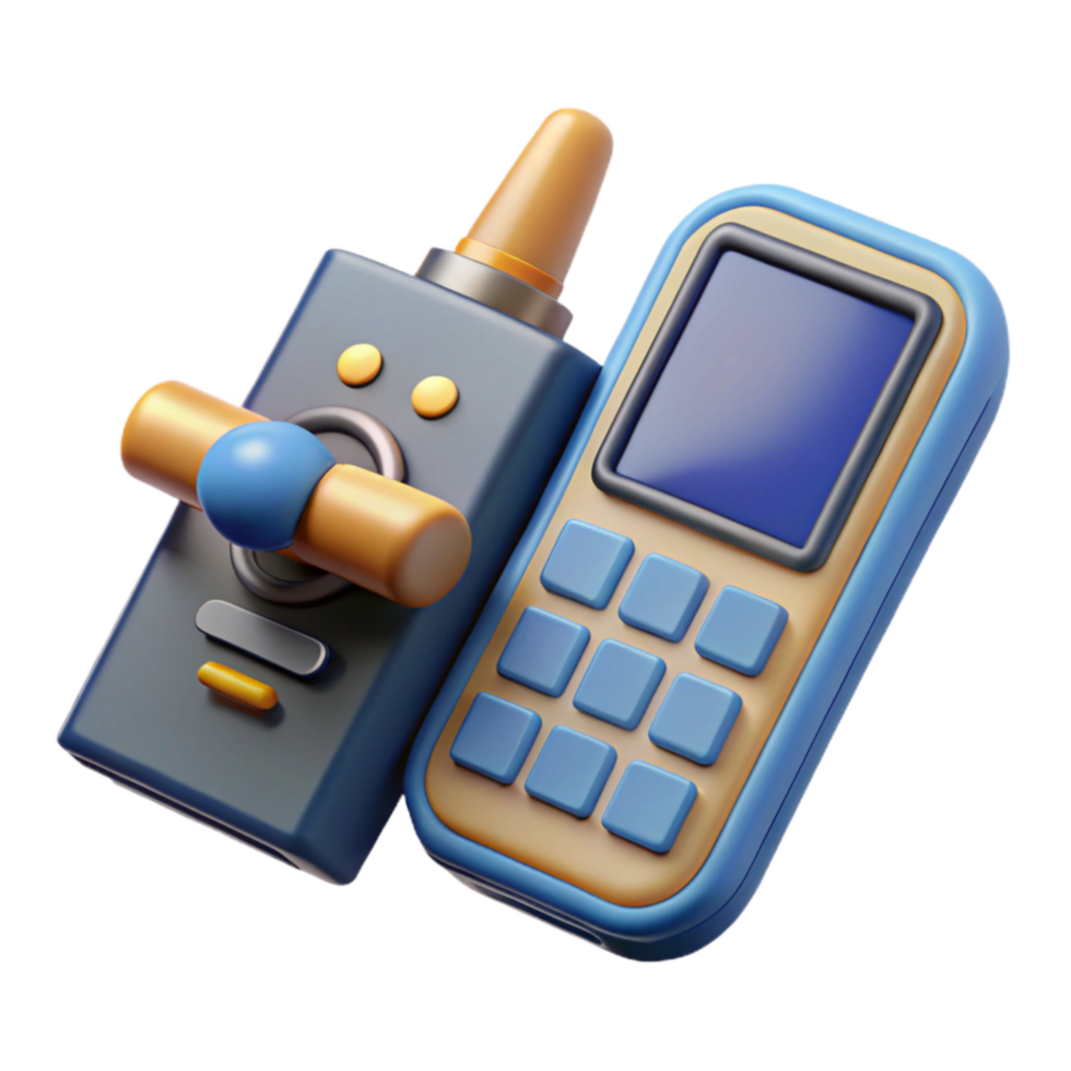 3D Render of Communication Devices Handheld Transceiver and Numeric Keypad png