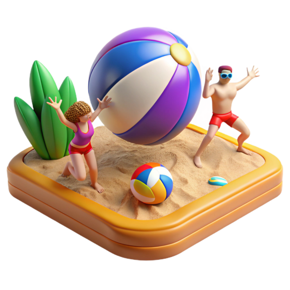 Summer Beach Fun People Playing with Beach Balls png