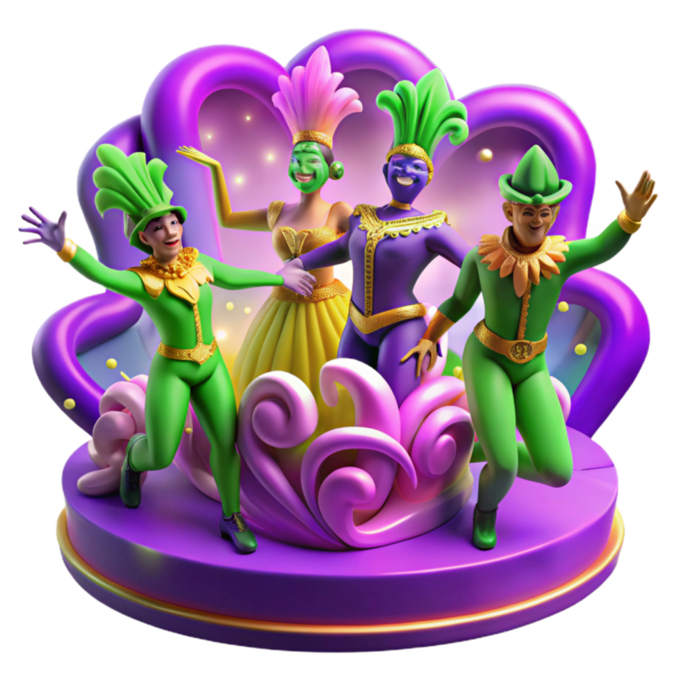 Festival Celebration 3D Render of Masks and Costumes png