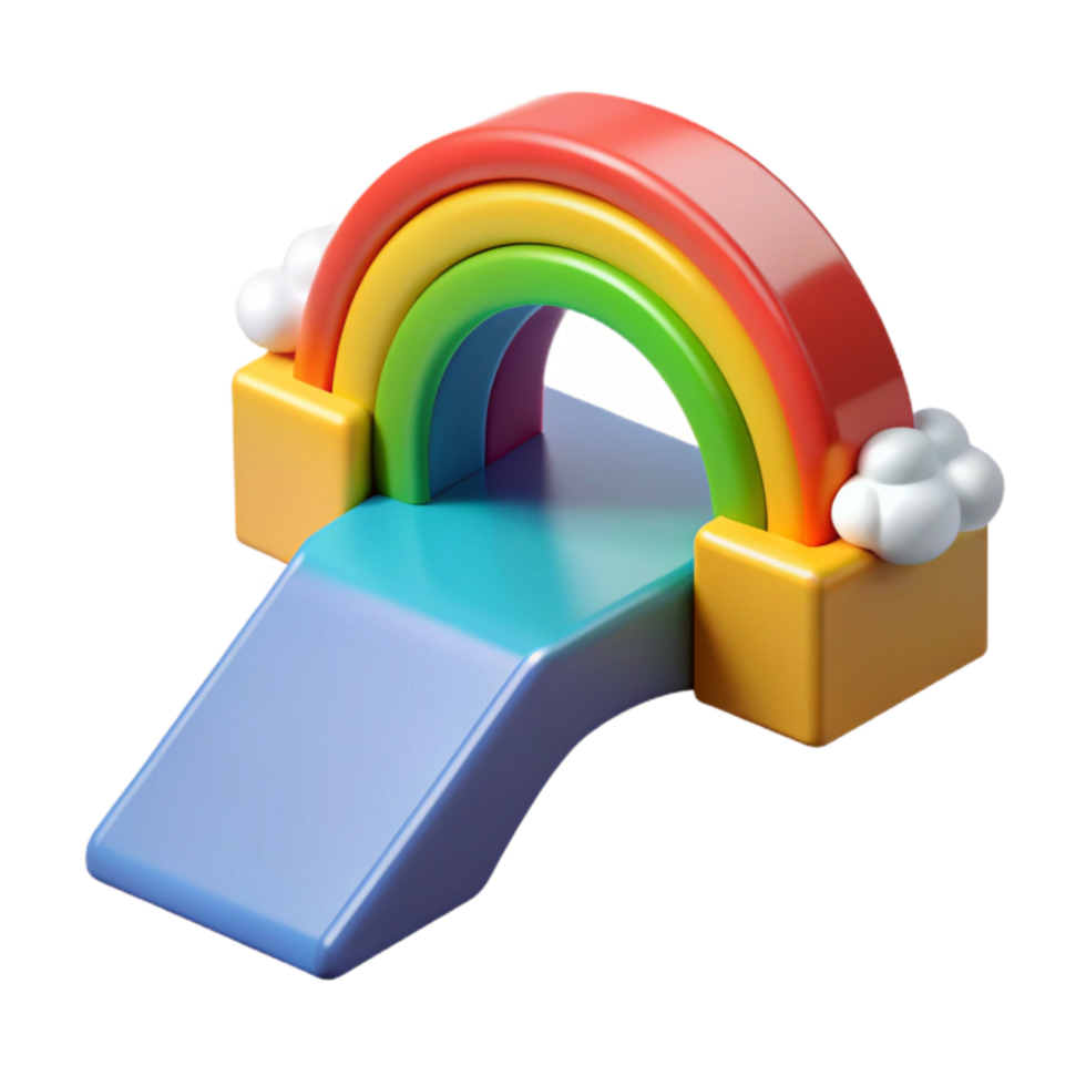 Rainbow Playset Colorful Kids Slide and Arch png