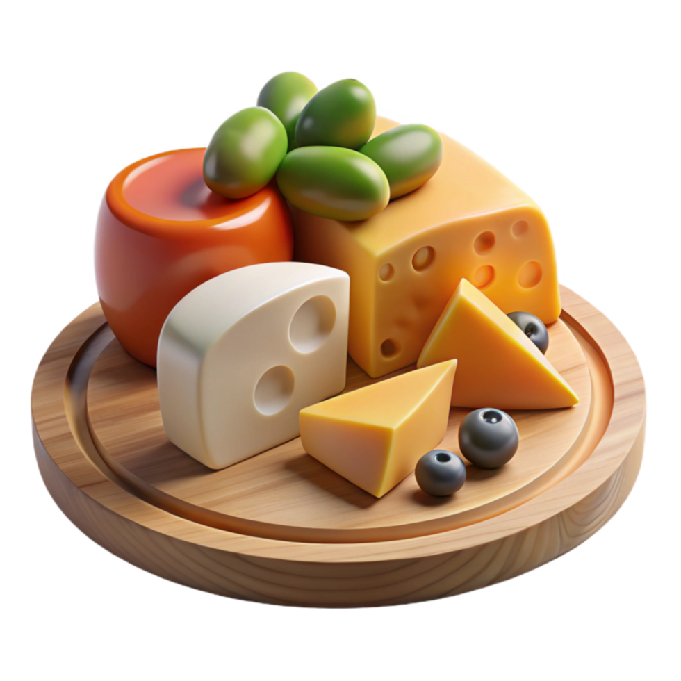 Cheese Olive Platter A Delicious 3D Render png