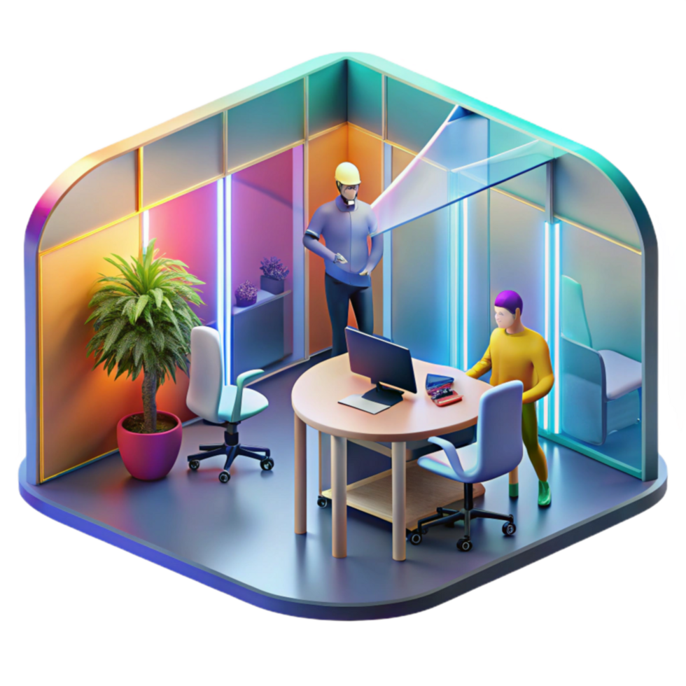 Future Office Smart Workspace Design with Advanced Technology png