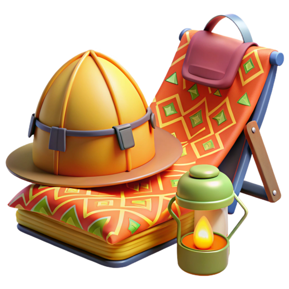 Relaxing Adventure Lantern, Hat, Lounge Chair png