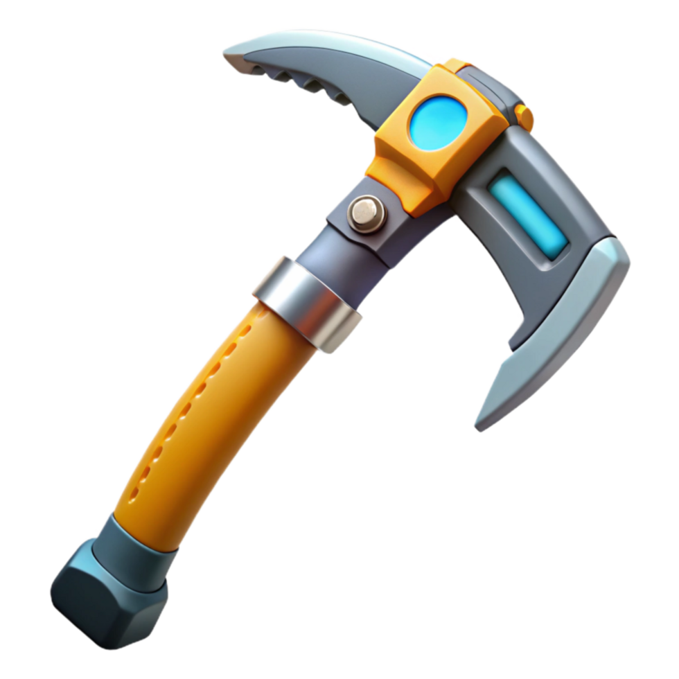 Futuristic Pickaxe 3D Render of Advanced Mining Tool png