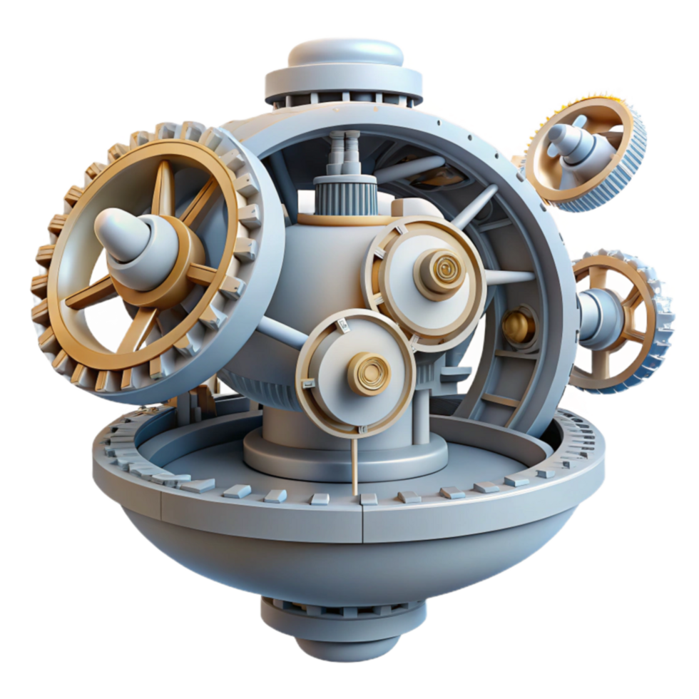 Complex Gear System 3D Render of Intricate Machinery png