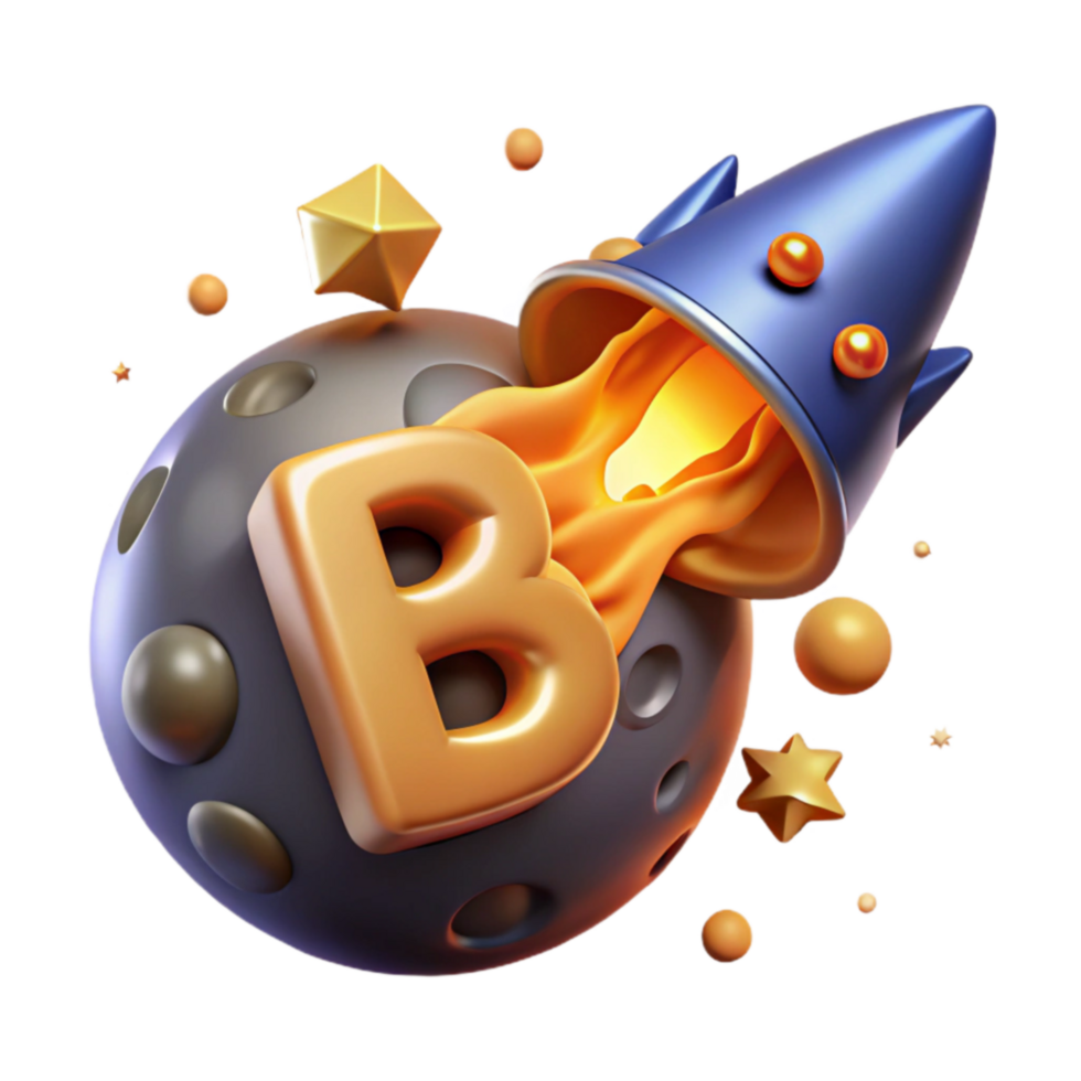 Cosmic Letter B Rocket Launch on Planetary Surface png