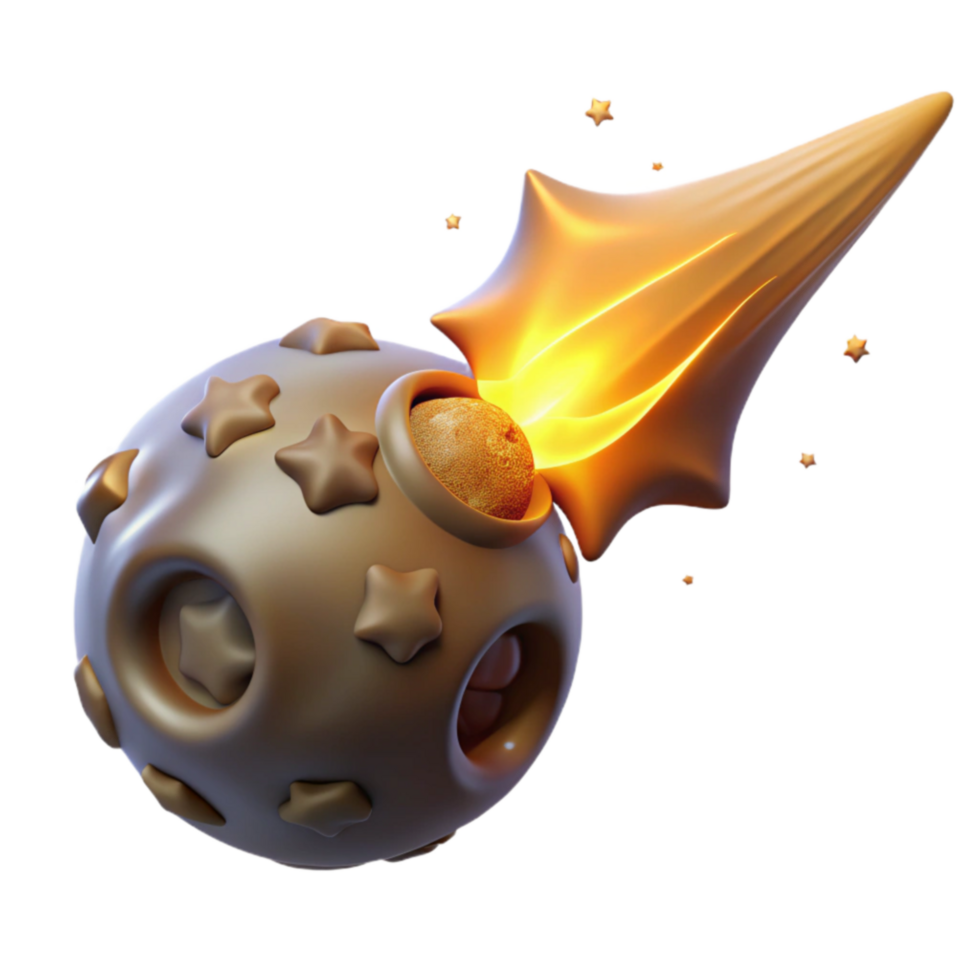Celestial Body Impact 3D Render of Comet Collision png