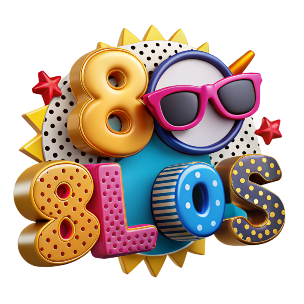 80s Retro Summer Fun Colorful Designs png