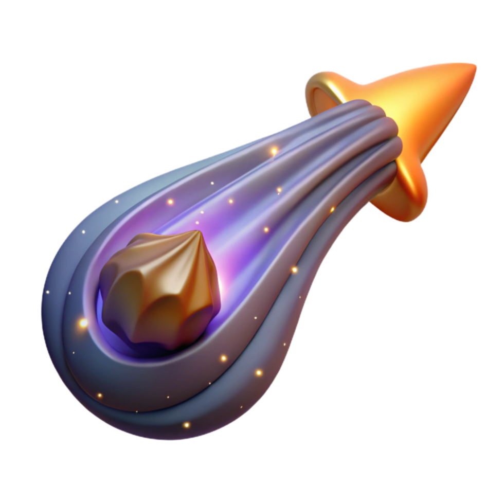 Cosmic Gem 3D Render of a Glowing Meteor png