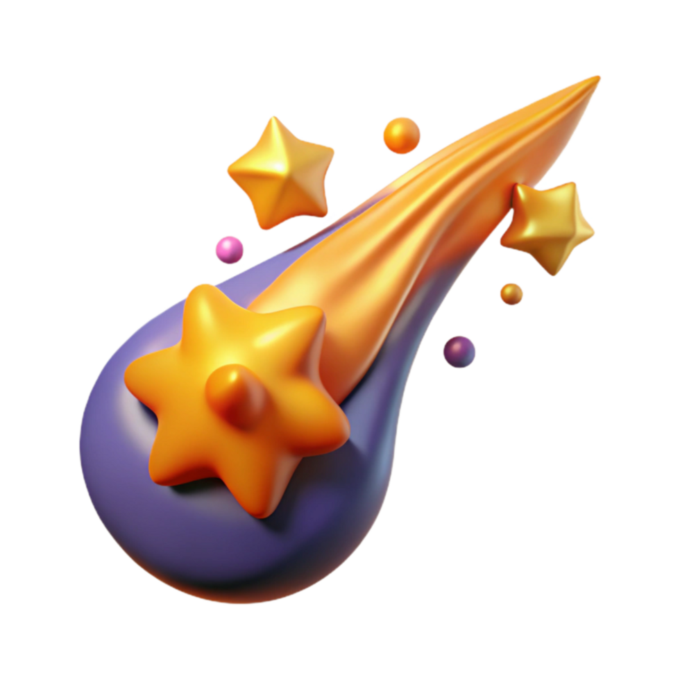 Whimsical 3D Star Trail Colorful Cosmic Design png