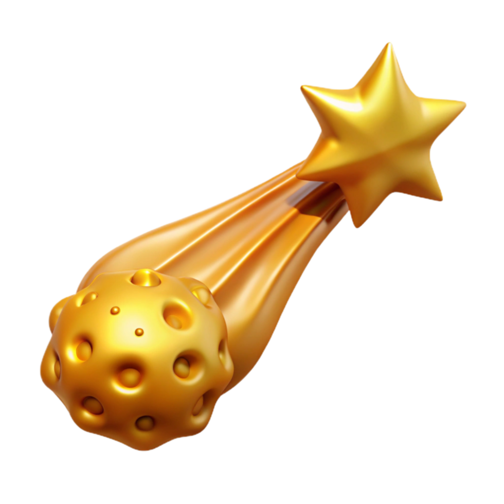 Golden Comet Celestial 3D Render png