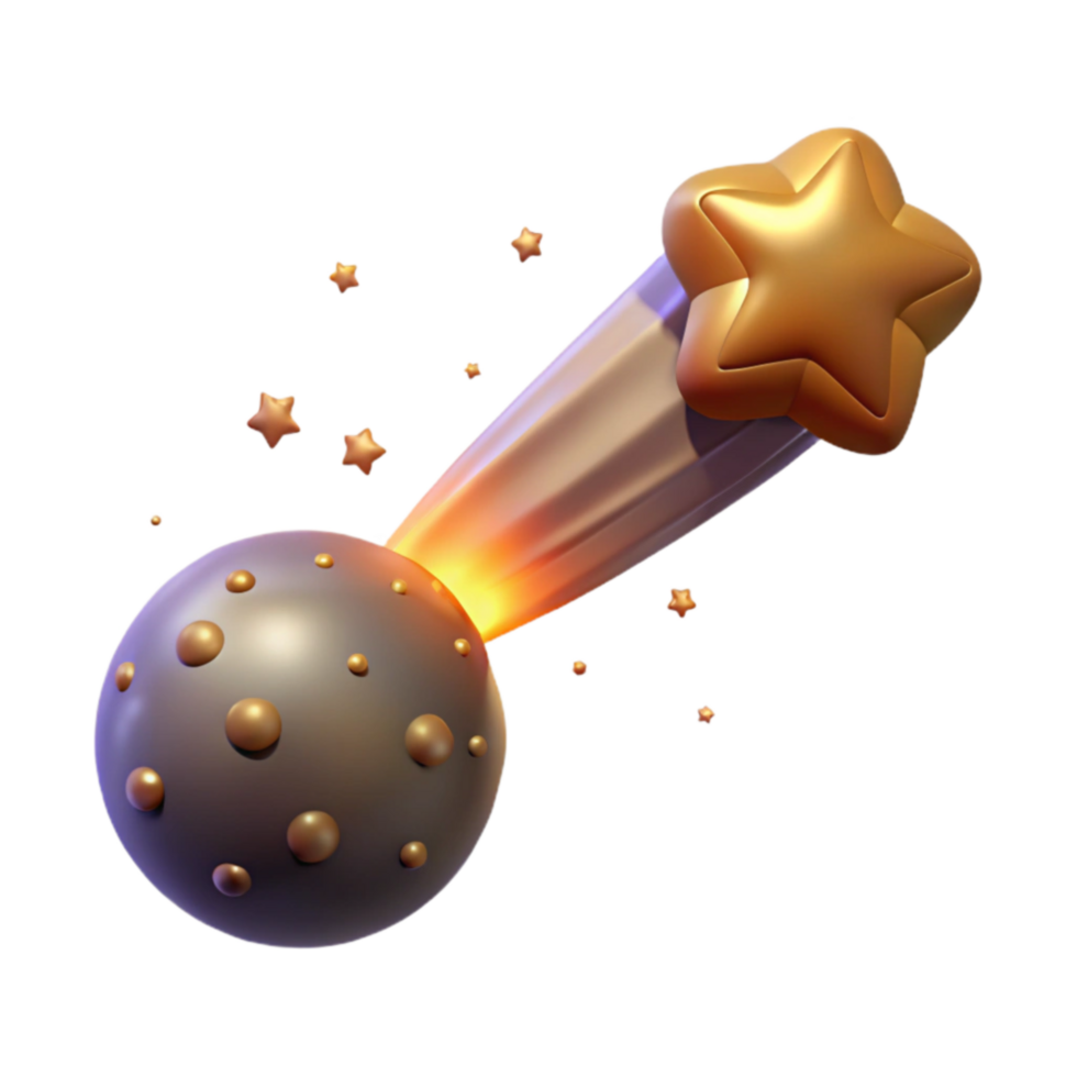 Shooting Star Impacting Planet 3D Render png