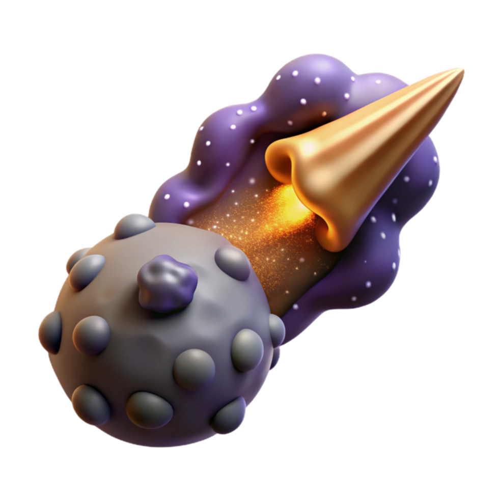 Cosmic Orb and Golden Comet 3D Render png