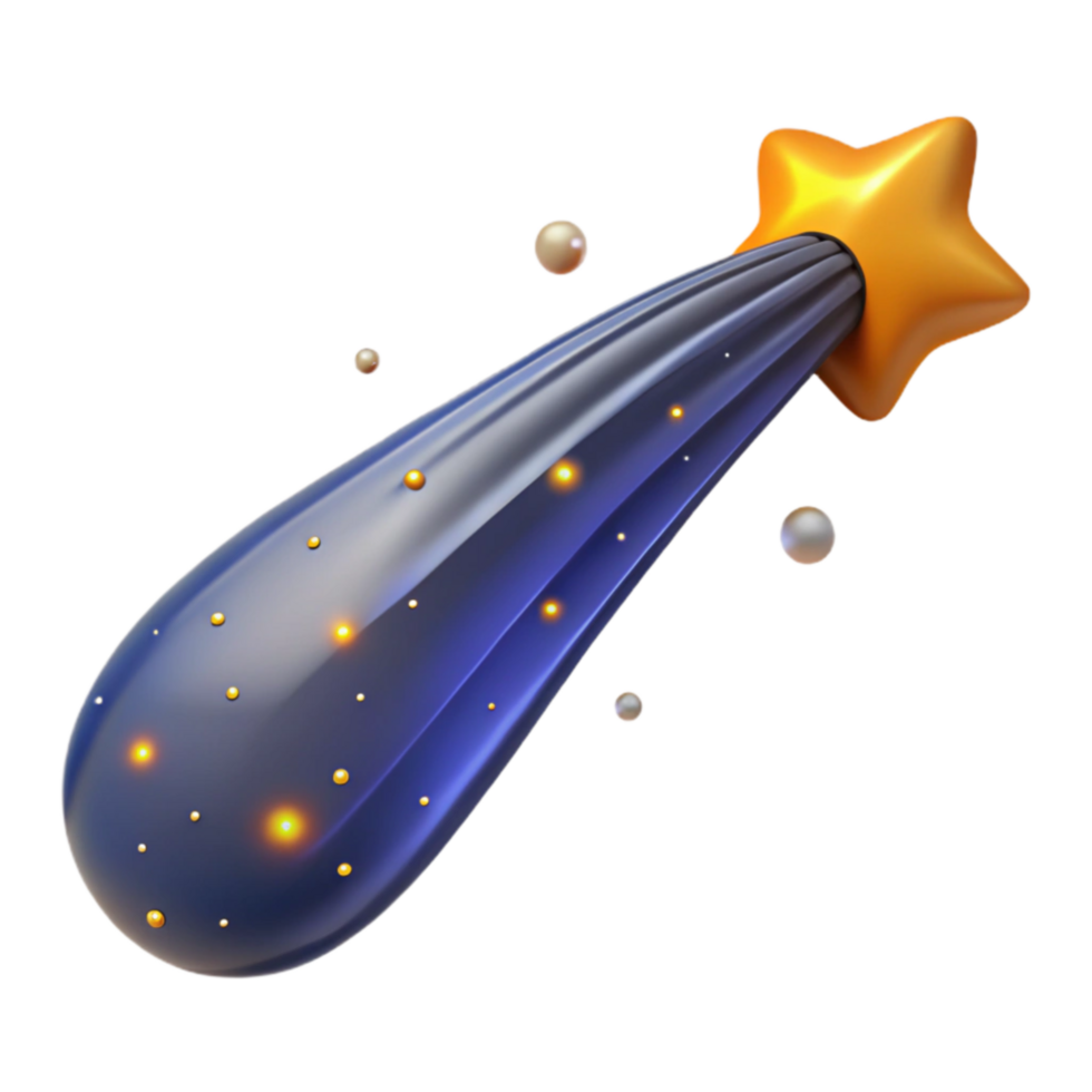 Shooting Star 3D Render Celestial Trail of Light png
