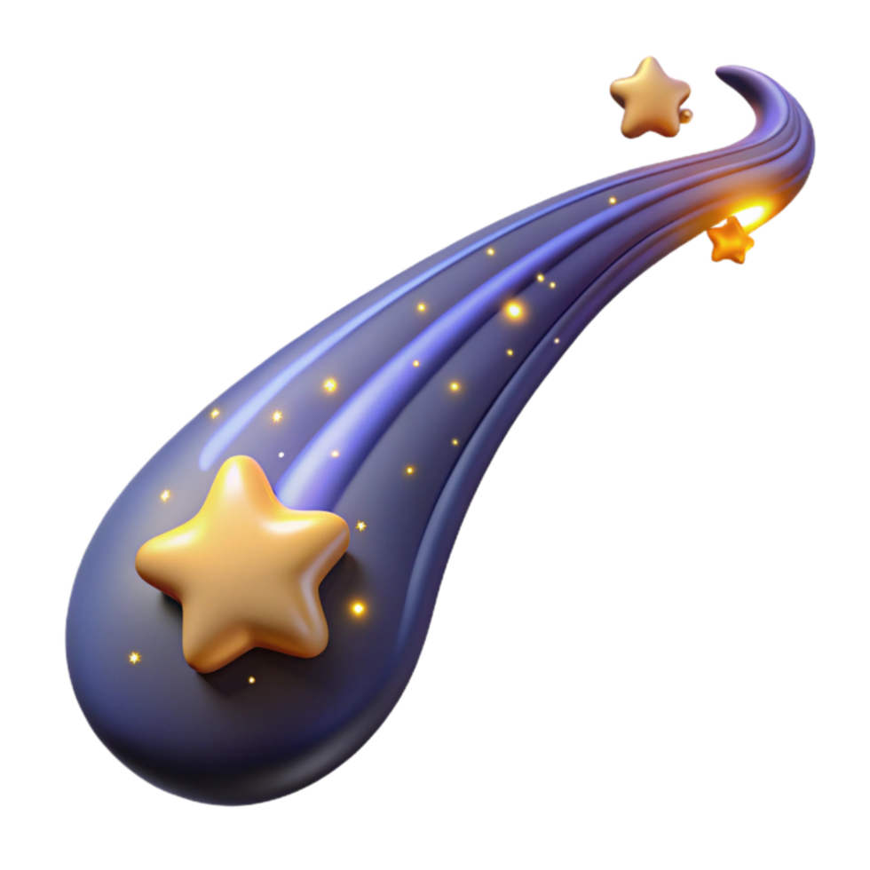 Shooting Star Trail 3D Render of Celestial Event png