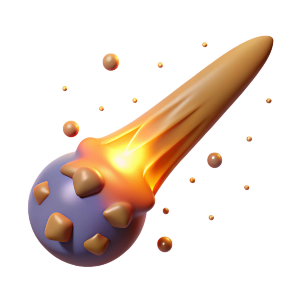 Fiery Meteoroid 3D Render Cosmic Impact png