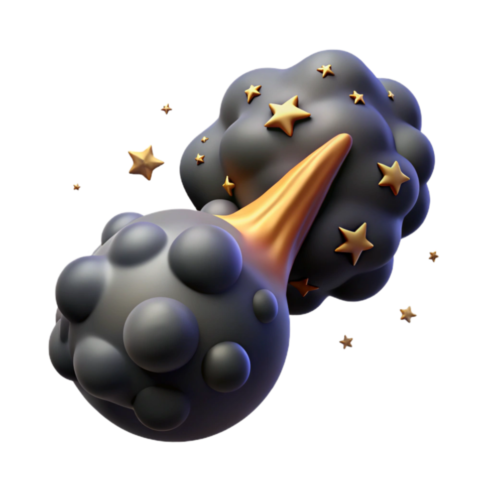 Cosmic Collision 3D Render of Celestial Bodies png