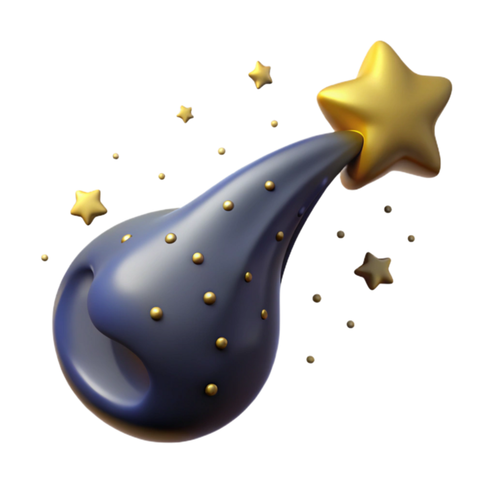 3D Render Shooting Star with Golden Star png